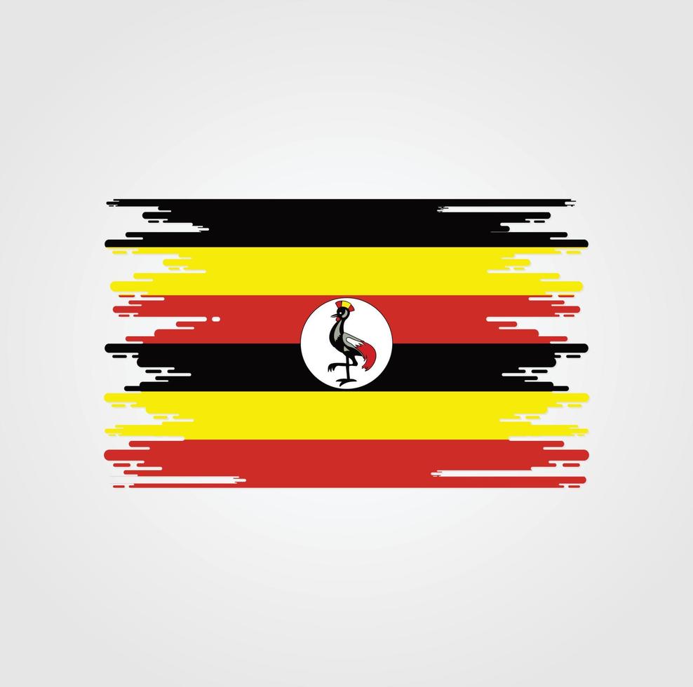 Uganda Flag With Watercolor Brush style design vector