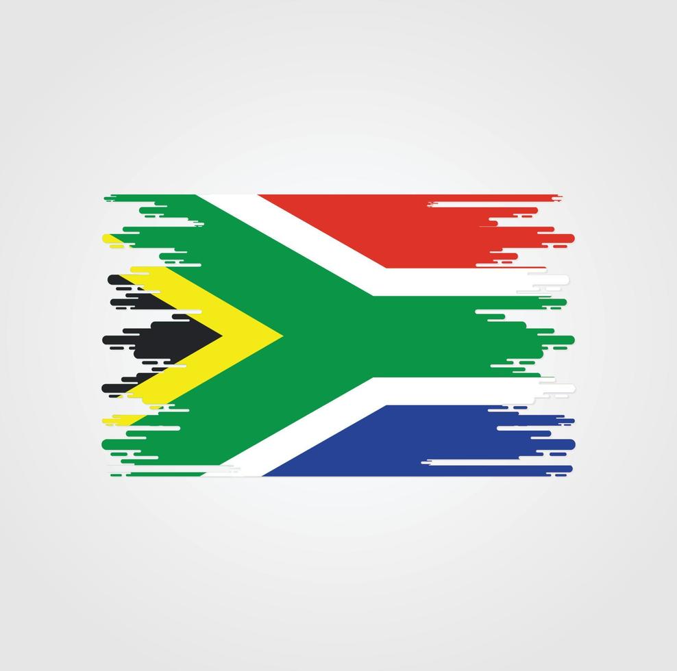 bandera de sudáfrica con diseño de estilo de pincel de acuarela vector