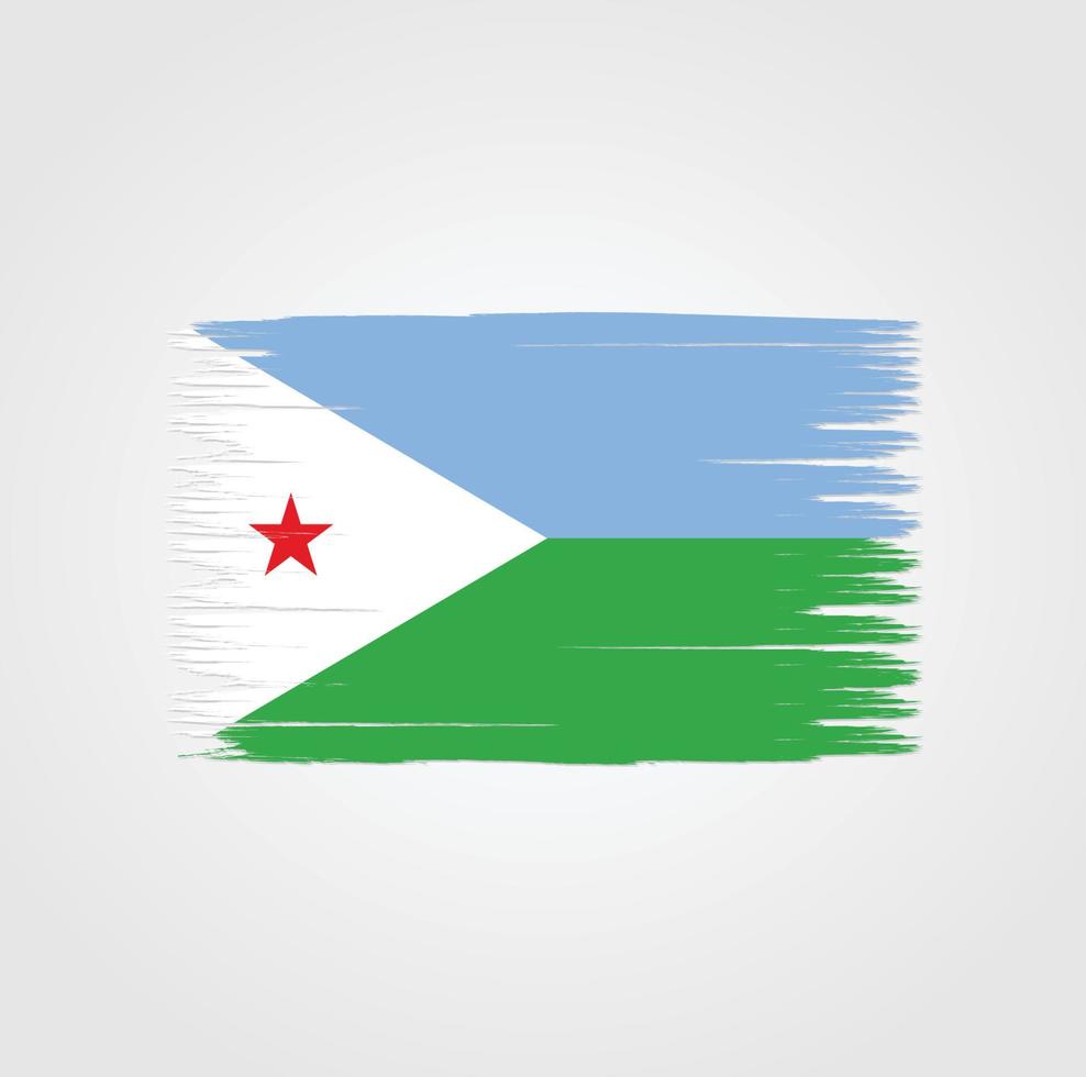 Flag of Djibouti with brush style vector