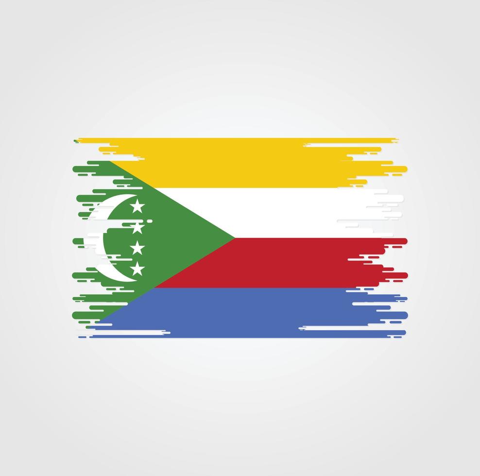 Comoros Flag With Watercolor Brush style design vector