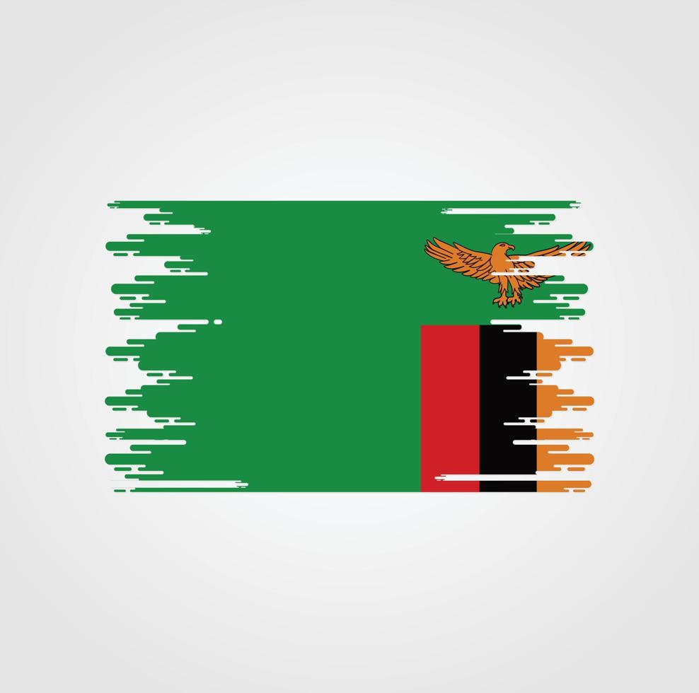 Zambia Flag With Watercolor Brush style design vector