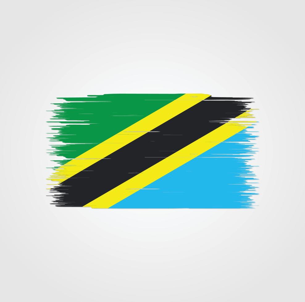 bandera de tanzania con estilo de pincel vector