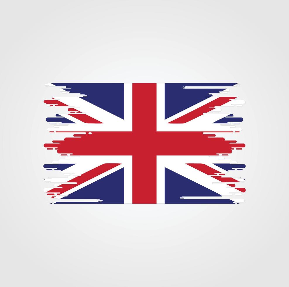 bandera del reino unido con diseño de pincel de acuarela vector