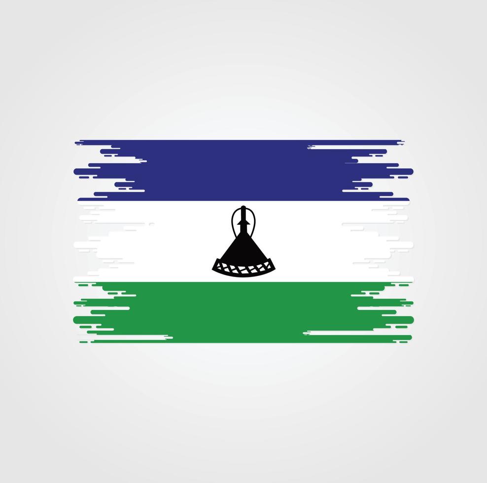 bandera de lesotho con diseño de estilo de pincel de acuarela vector