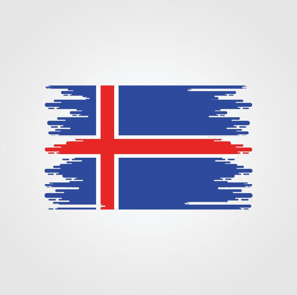 bandera de islandia con diseño de estilo de pincel de acuarela vector