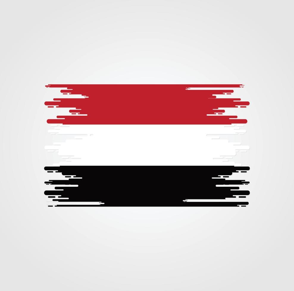 Yemen Flag With Watercolor Brush style design vector