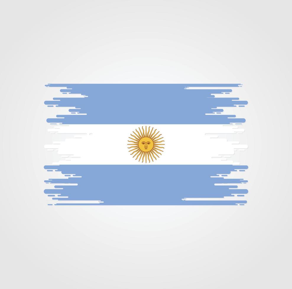 bandera argentina con diseño de estilo de pincel de acuarela vector