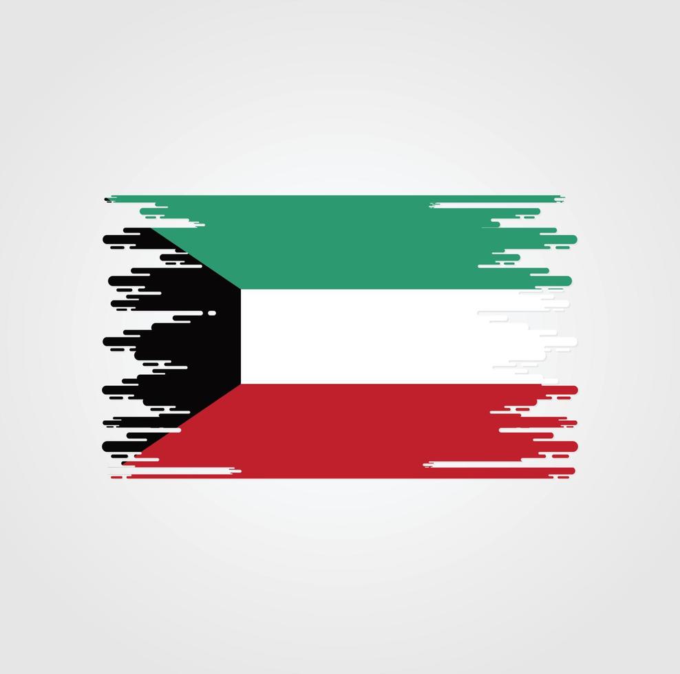 Kuwait Flag With Watercolor Brush style design vector