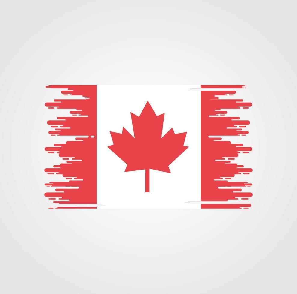bandera de canadá con diseño de estilo de pincel de acuarela vector
