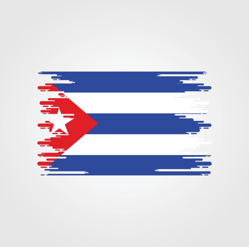 bandera de cuba con diseño de estilo de pincel de acuarela vector