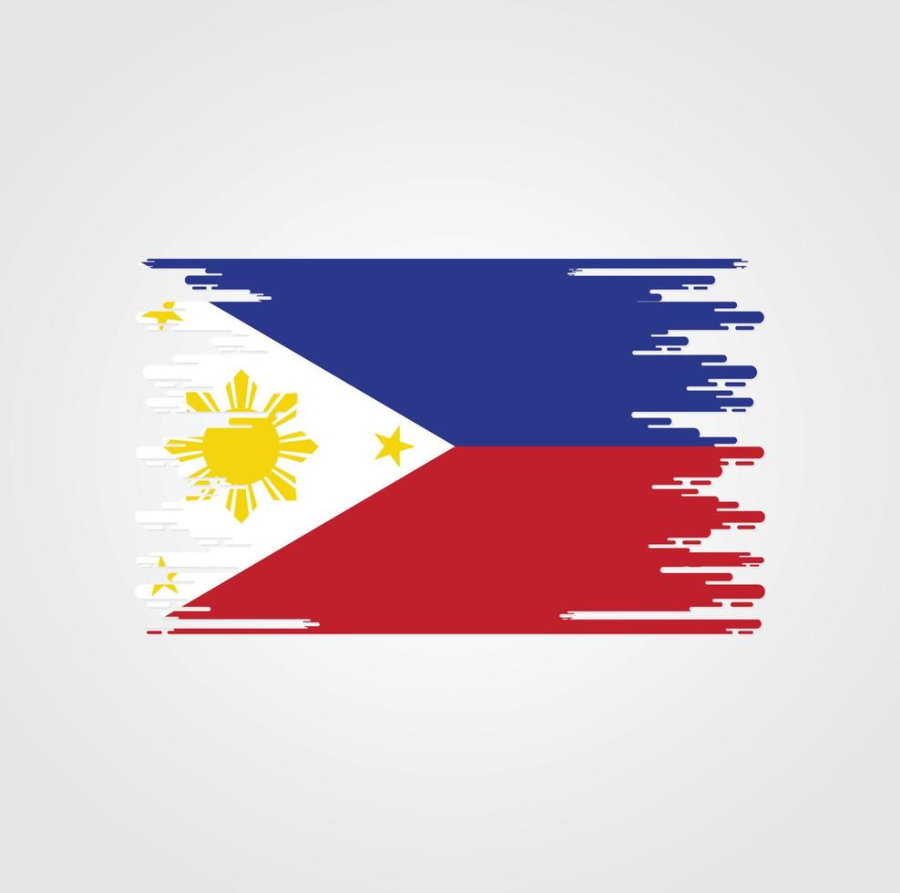 bandera de filipinas con diseño de estilo de pincel de acuarela vector