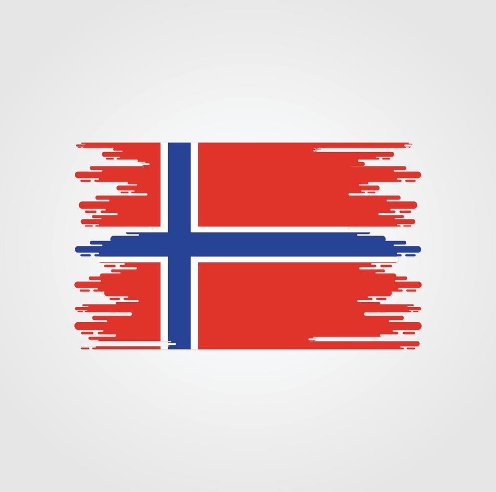 bandera de noruega con diseño de estilo de pincel de acuarela vector