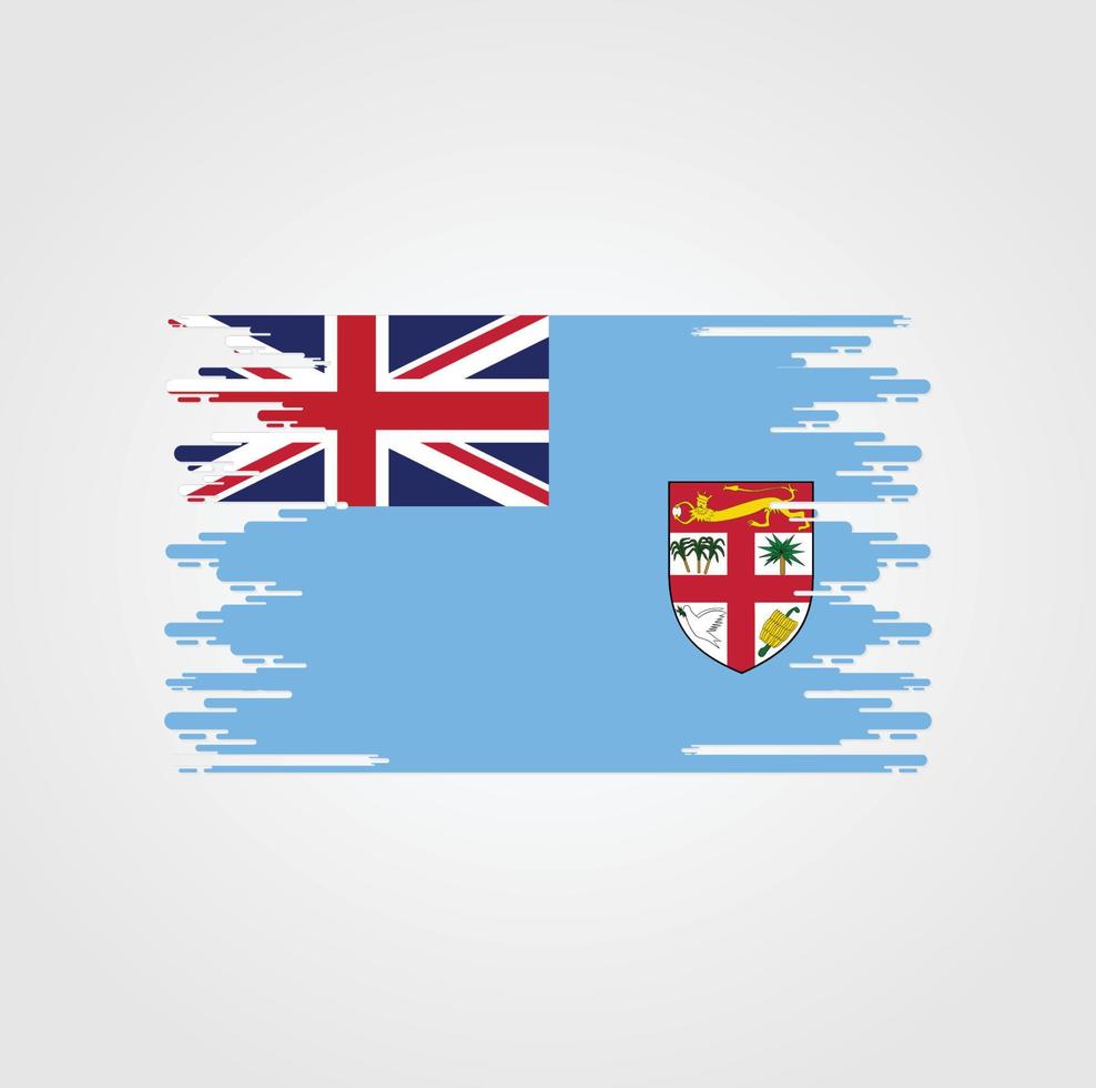 Fiji Flag With Watercolor Brush style design vector