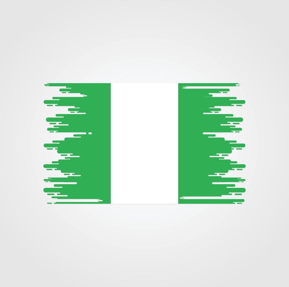 bandera de nigeria con diseño de estilo de pincel de acuarela vector