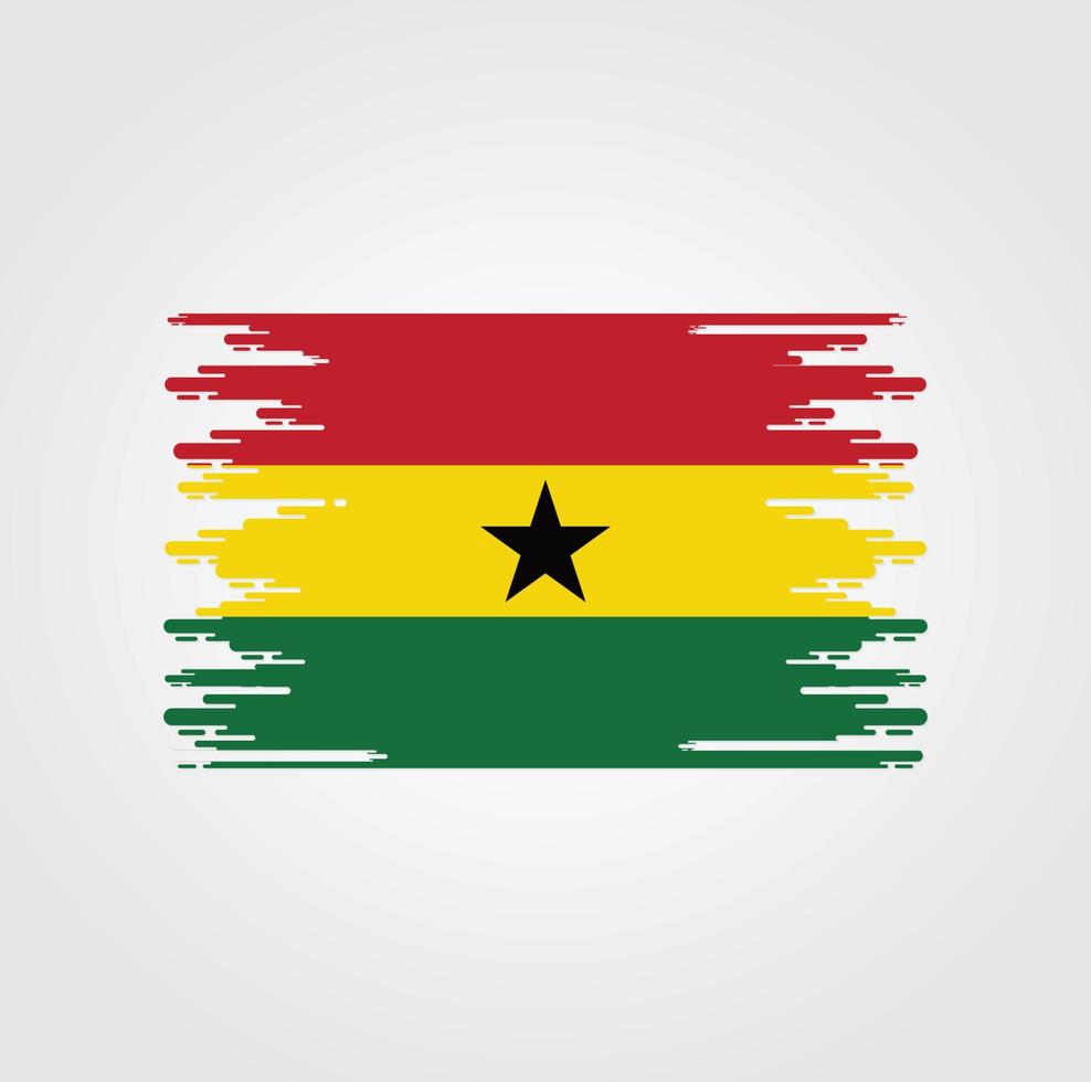 bandera de ghana con diseño de estilo de pincel de acuarela vector