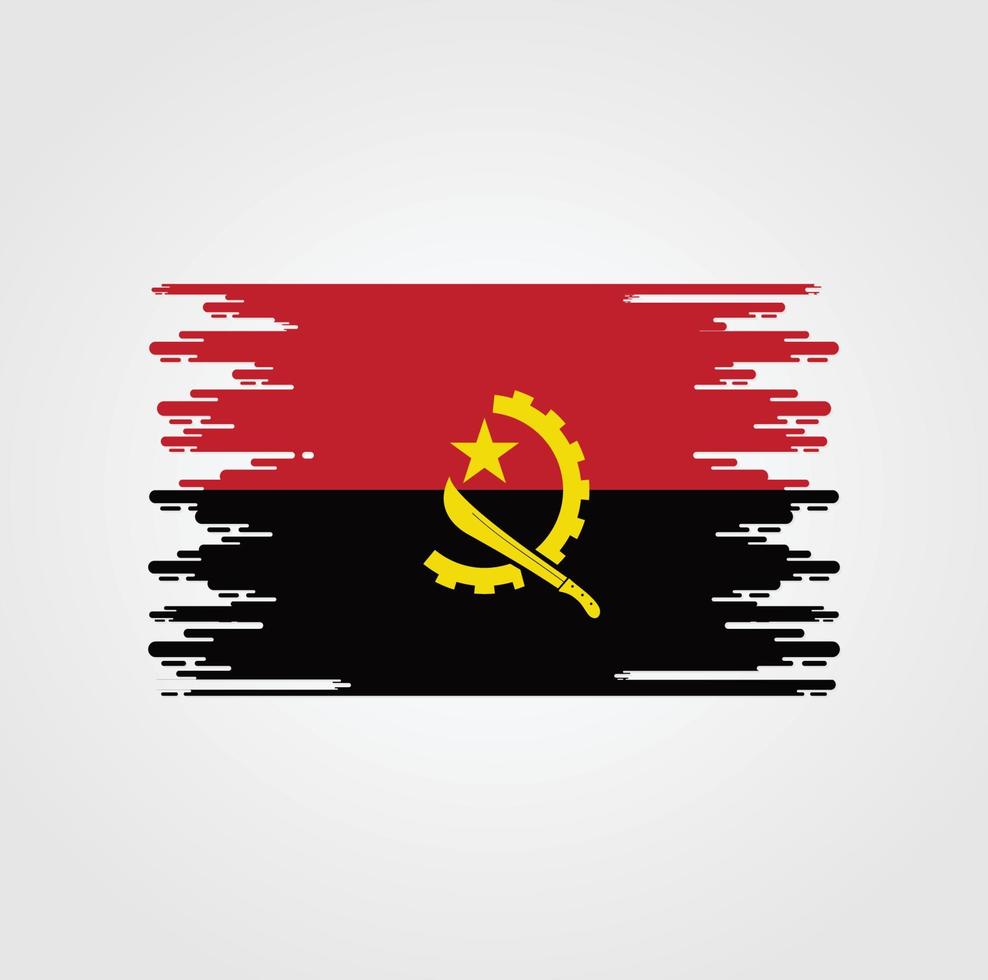 bandera de angola con diseño de estilo de pincel de acuarela vector