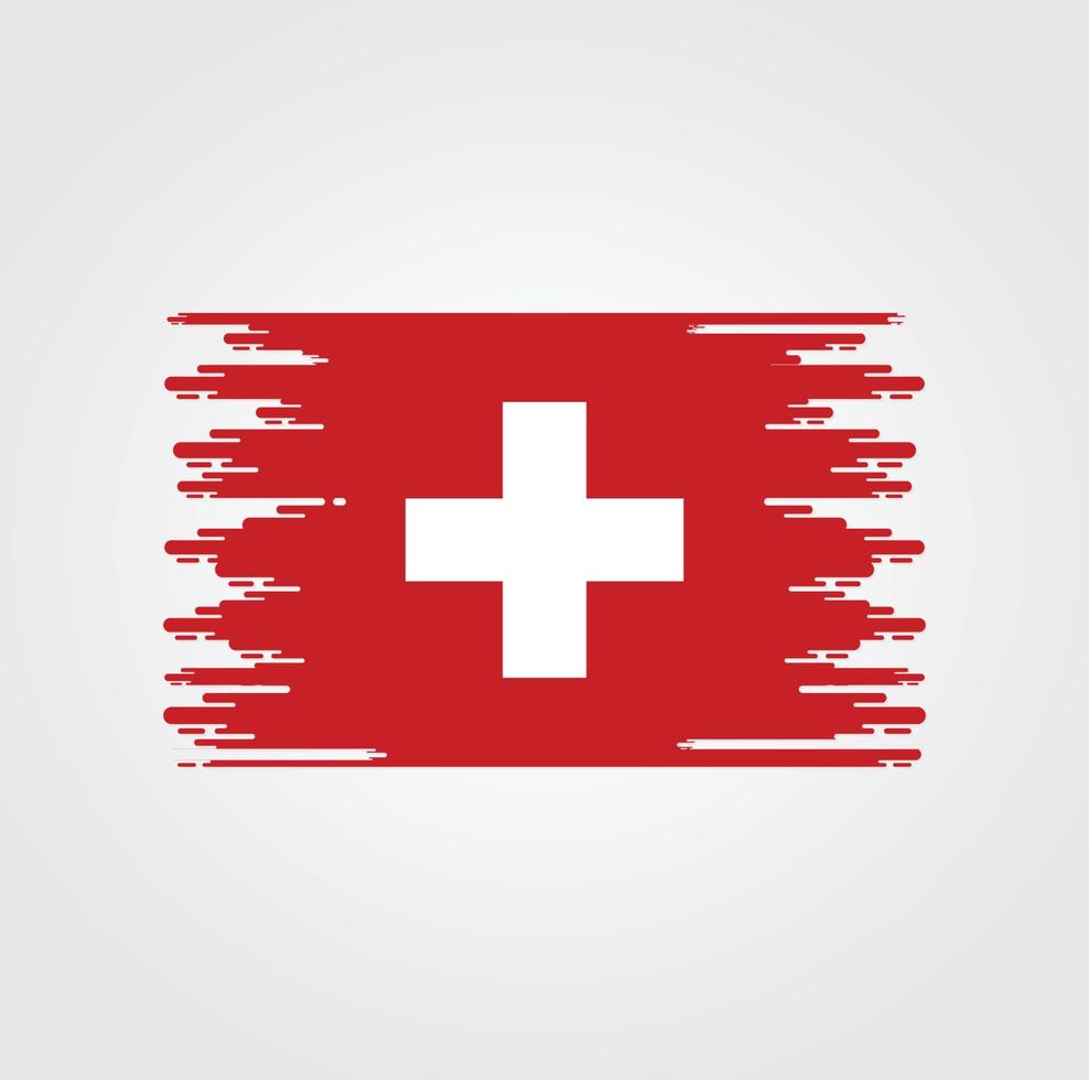 Switzerland Flag With Watercolor Brush style design vector