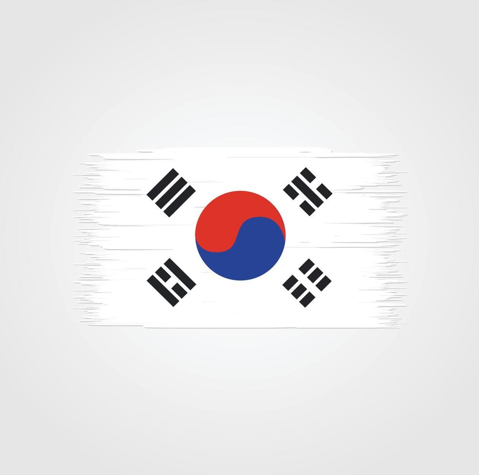 South Korea Flag with brush style vector