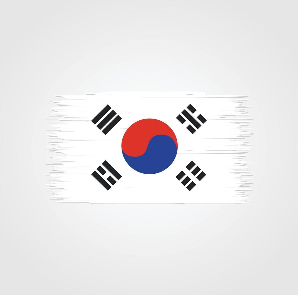 bandera de corea del sur con estilo de pincel vector