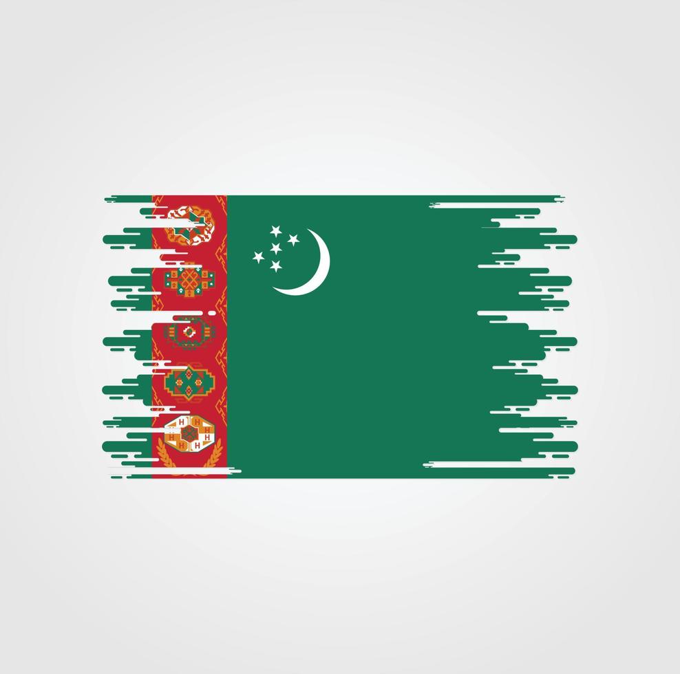 bandera de turkmenistán con diseño de estilo de pincel de acuarela vector