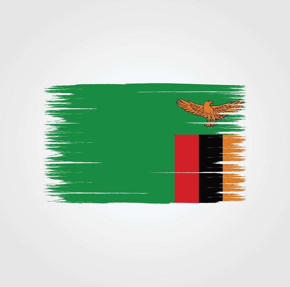 bandera de zambia con estilo de pincel vector