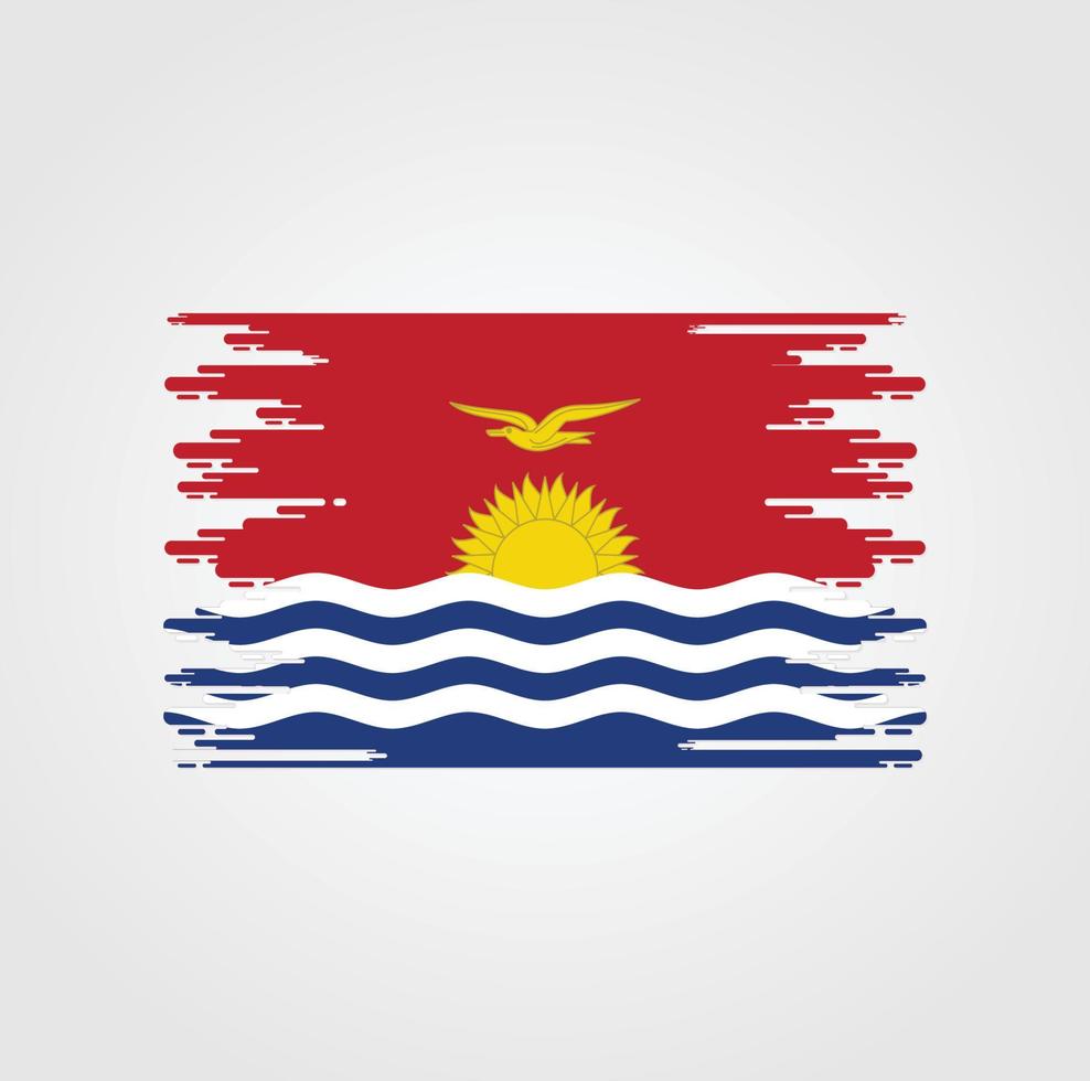 Kiribati Flag With Watercolor Brush style design vector