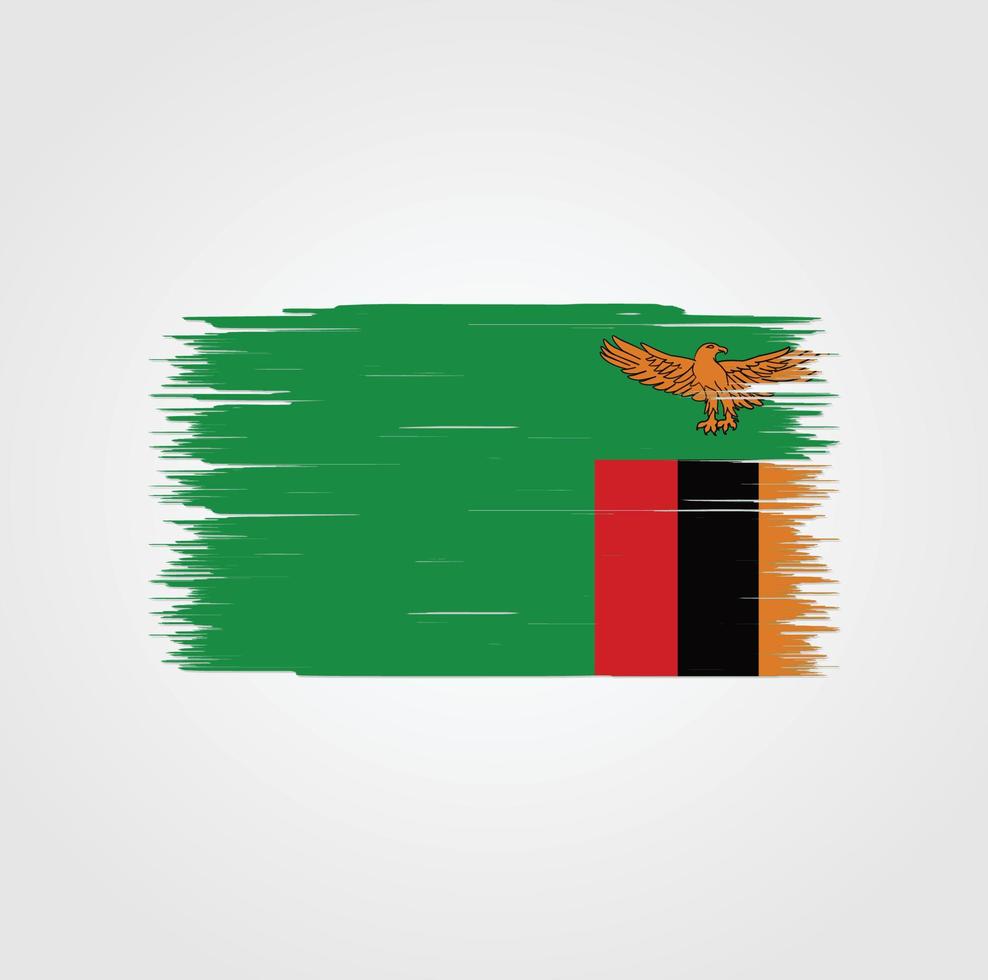 bandera de zambia con estilo de pincel vector