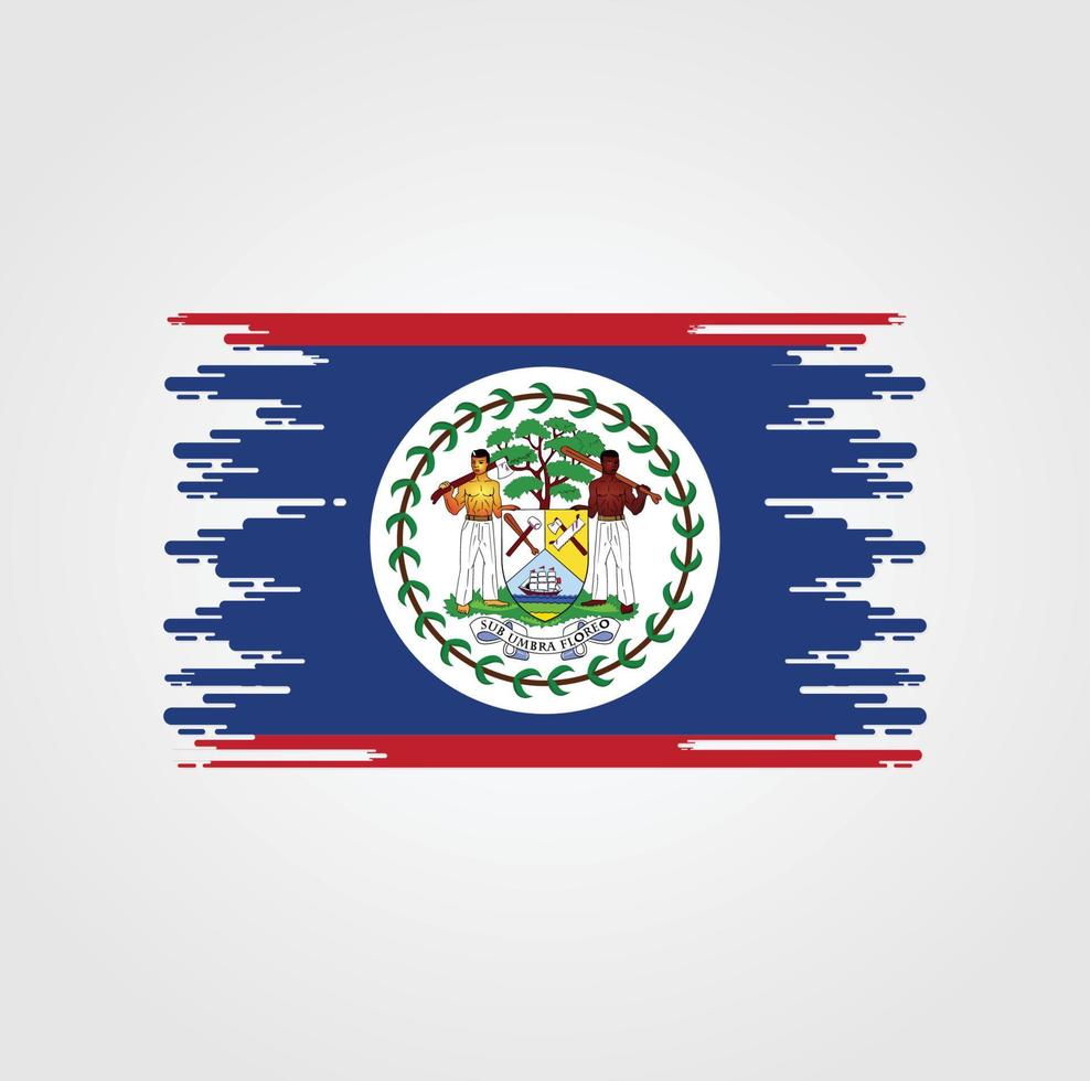 bandera de belice con diseño de estilo de pincel de acuarela vector