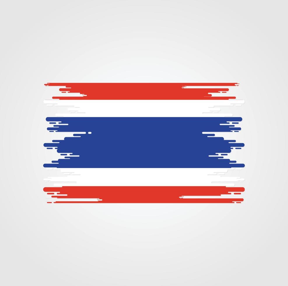 bandera de tailandia con diseño de estilo de pincel de acuarela vector