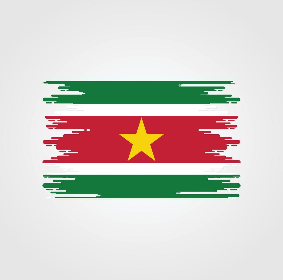 bandera de surinam con diseño de estilo de pincel de acuarela vector