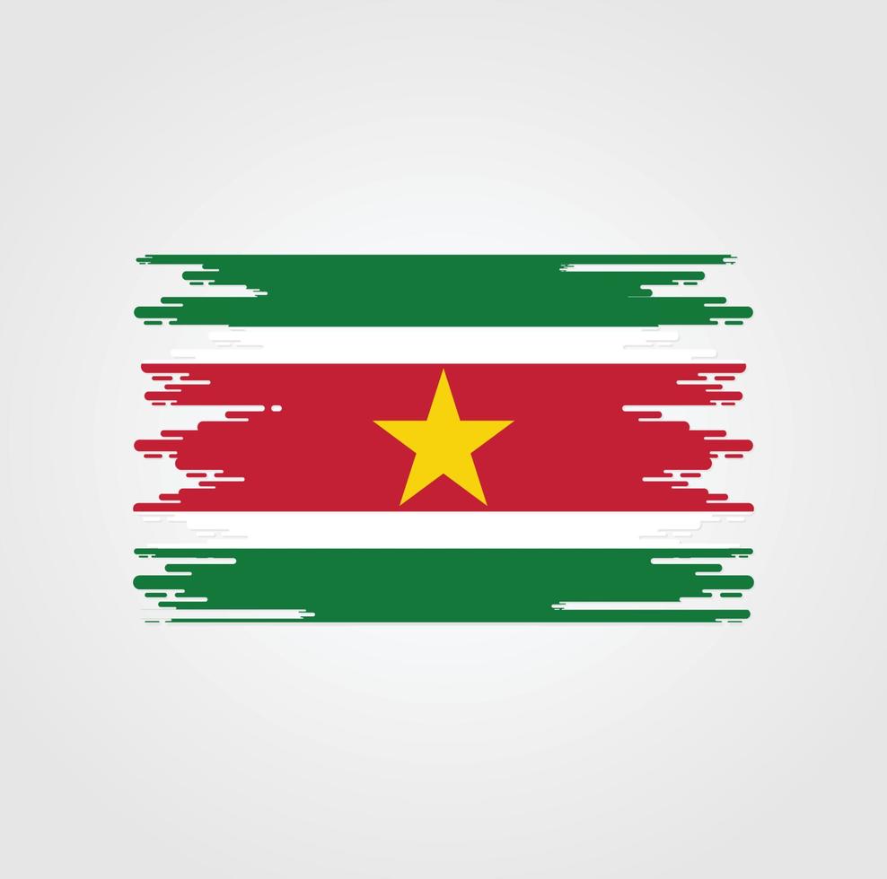 Suriname Flag With Watercolor Brush style design vector