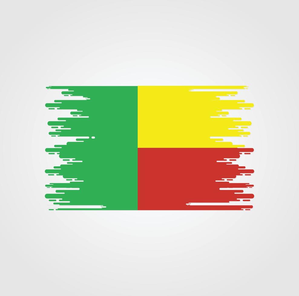 Benin Flag With Watercolor Brush style design vector