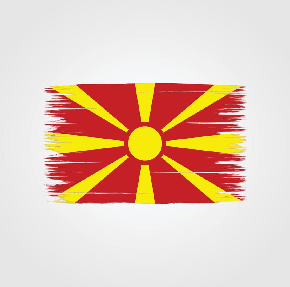Flag of North Macedonia with brush style vector