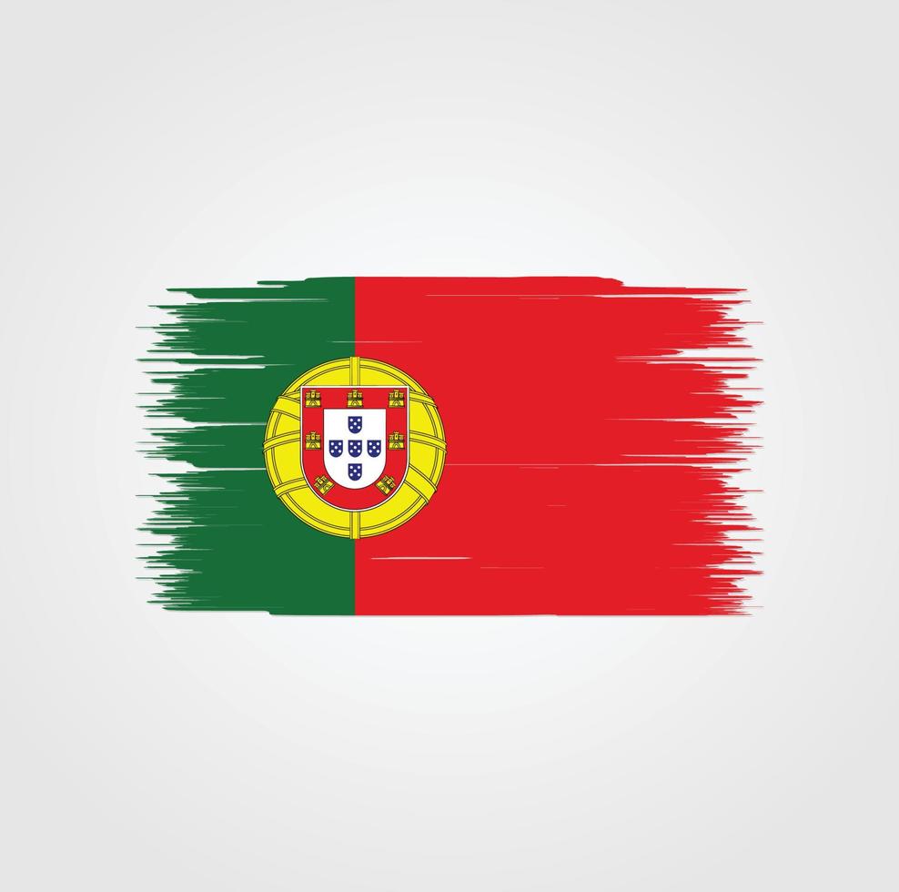bandera de portugal con estilo de pincel vector