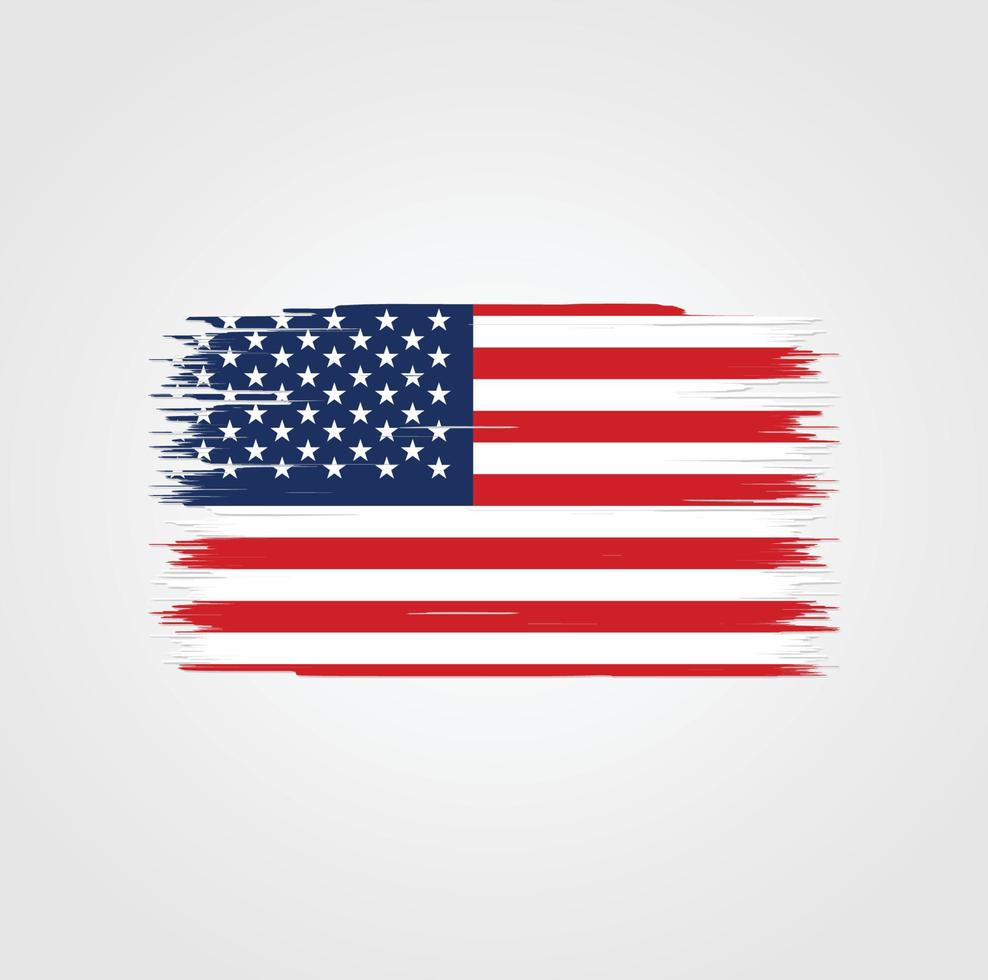 American Flag with brush style vector