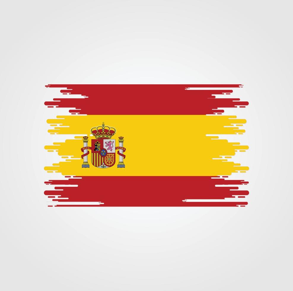 bandera de españa con diseño de estilo de pincel de acuarela vector