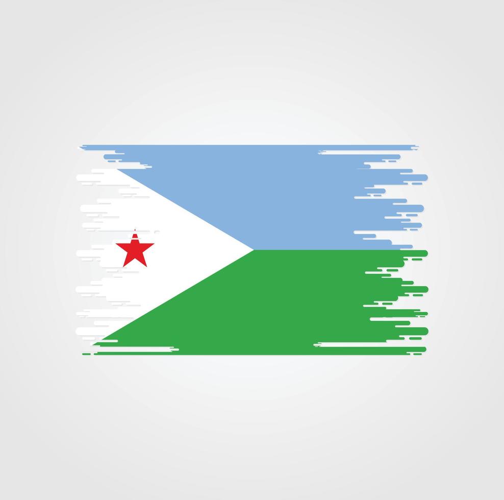 Djibouti Flag With Watercolor Brush style design vector