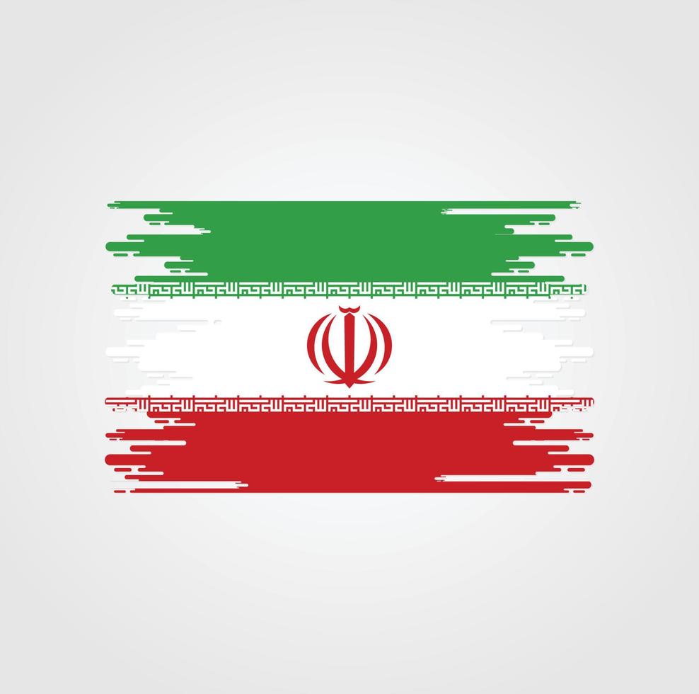 bandera de irán con diseño de estilo de pincel de acuarela vector