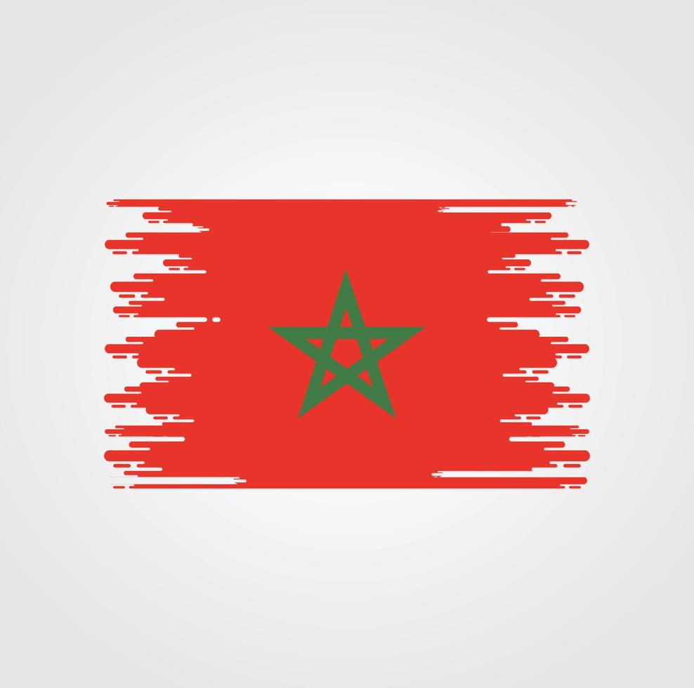 bandera de marruecos con diseño de estilo de pincel de acuarela vector