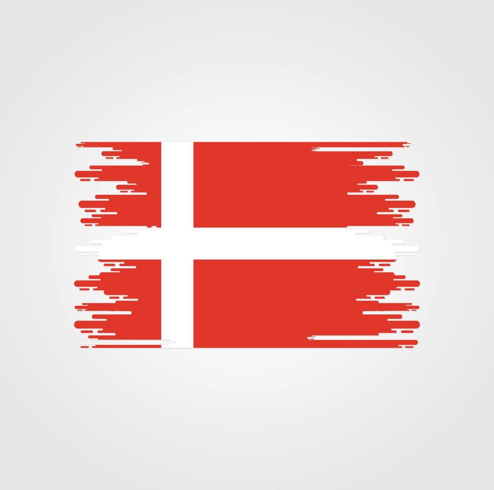 Denmark Flag With Watercolor Brush style design vector