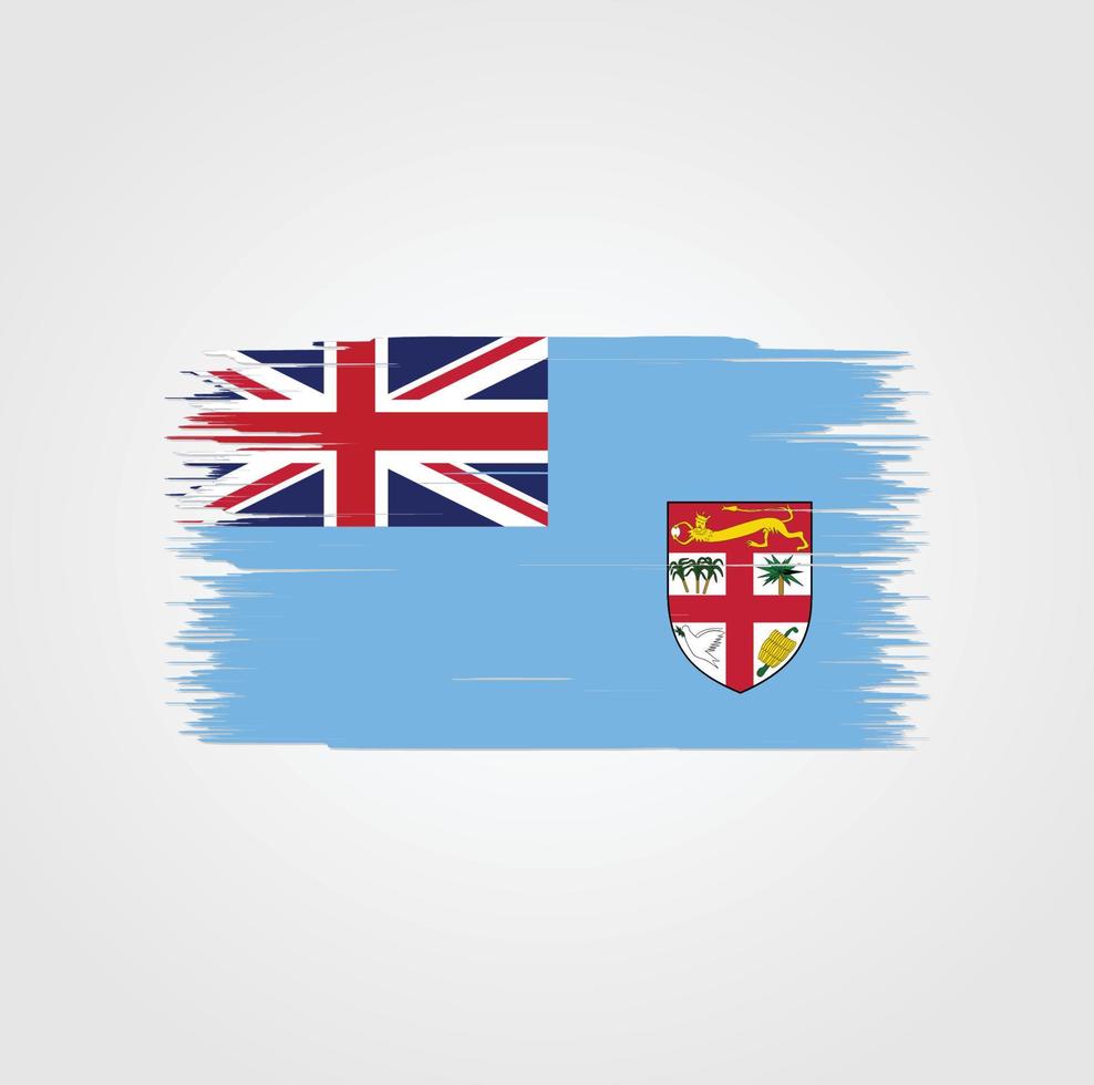 Fiji Flag with brush style vector