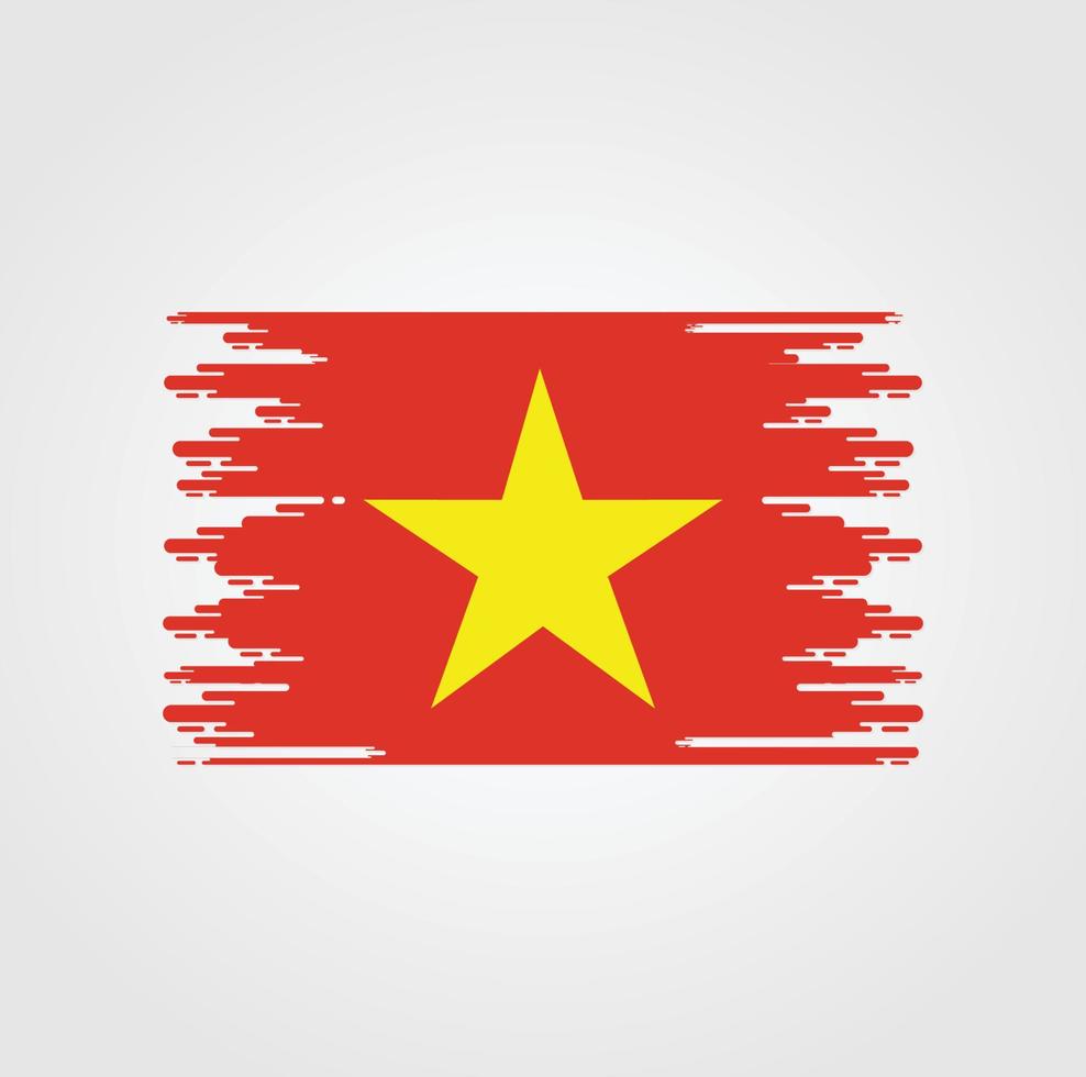 Vietnam Flag With Watercolor Brush style design vector
