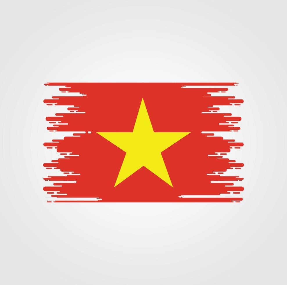 bandera de vietnam con diseño de estilo de pincel de acuarela vector