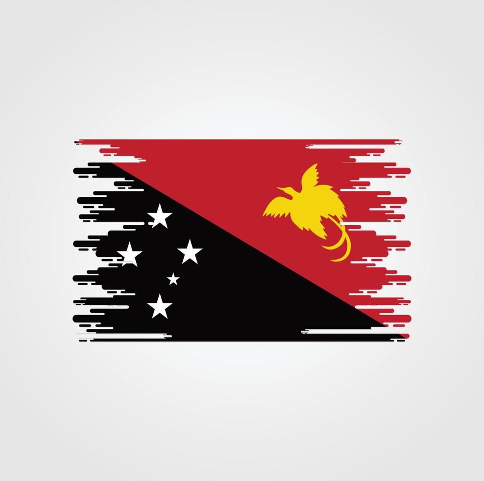 Papua Ne Guinea Flag With Watercolor Brush style design vector