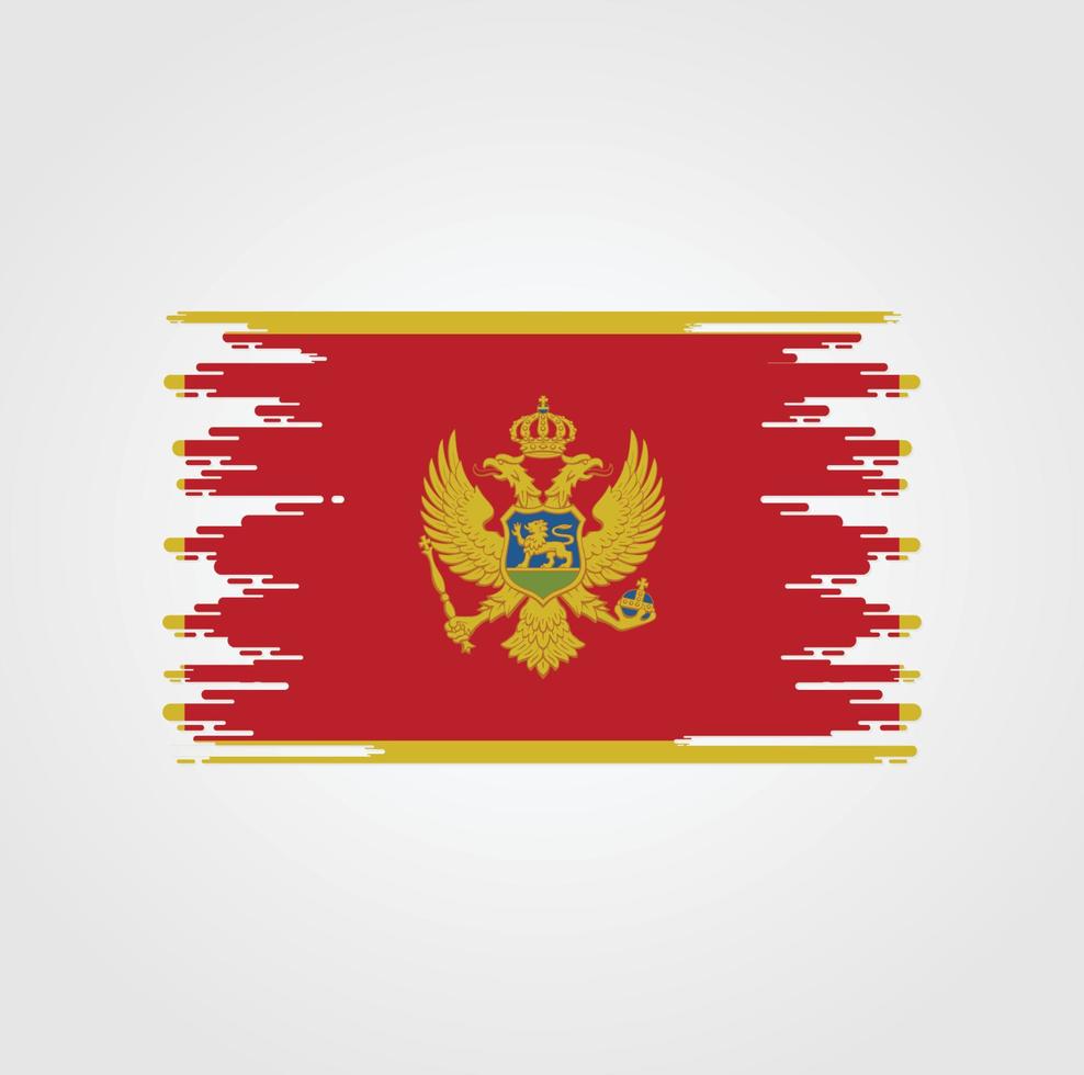 bandera de montenegro con diseño de estilo de pincel de acuarela vector