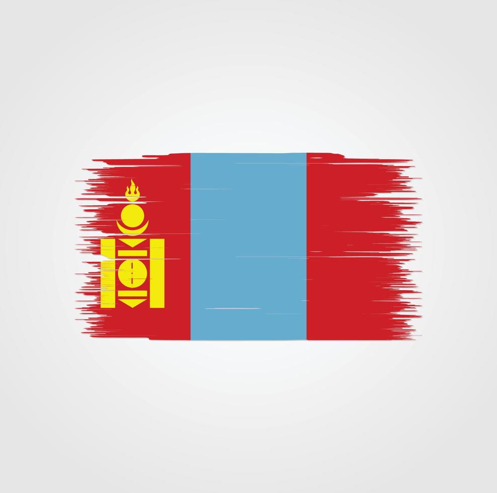 Mongolia Flag with brush style vector