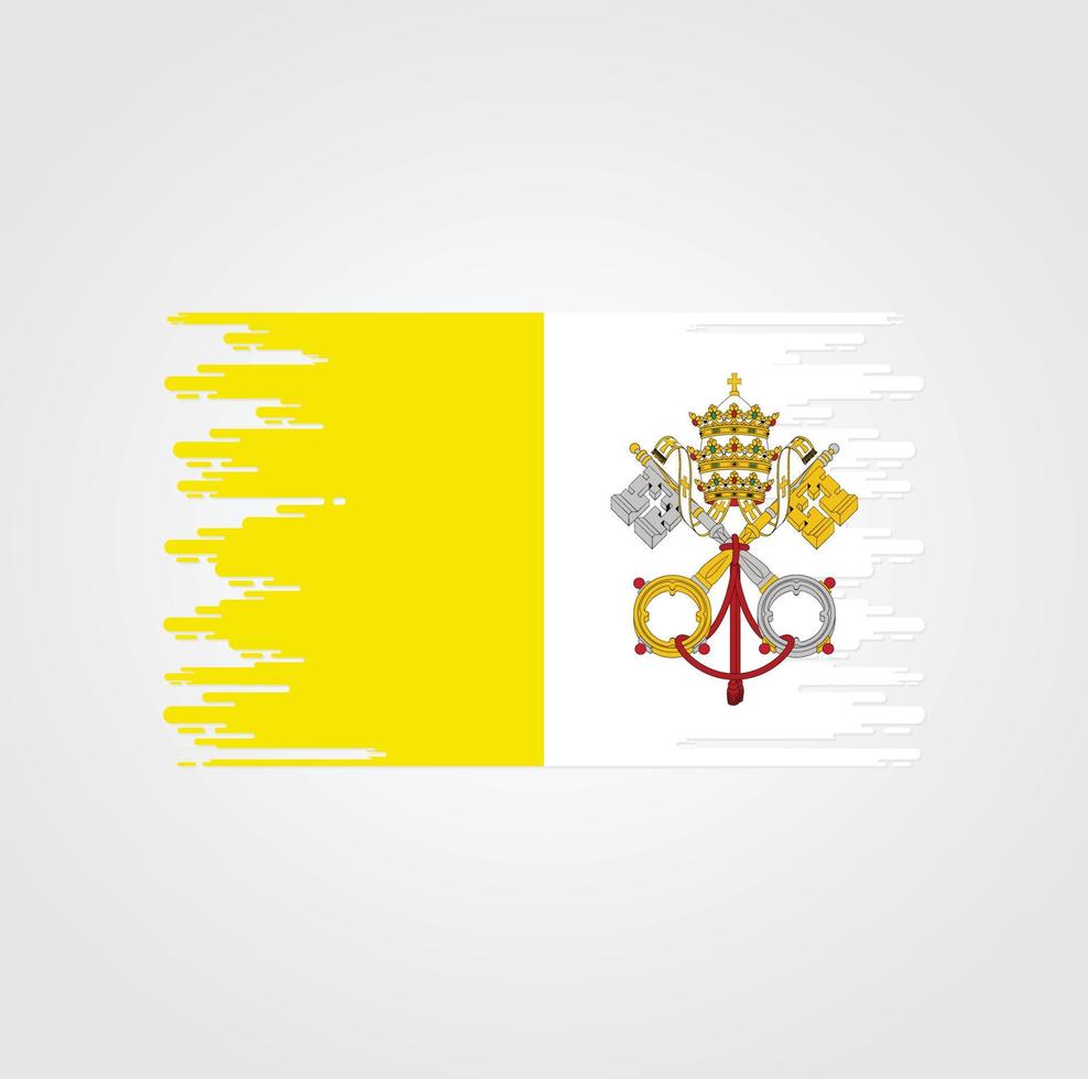 bandera del vaticano con diseño de pincel de acuarela vector