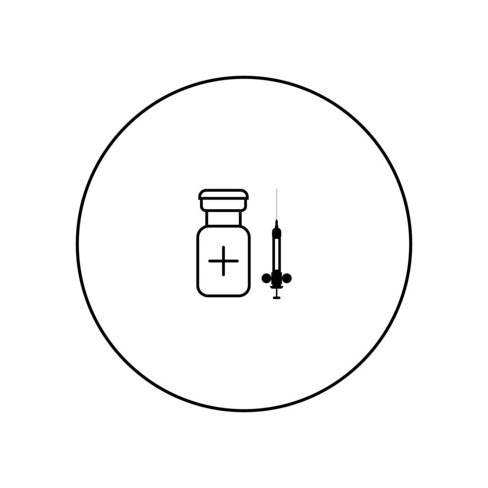 Injections line icon. Syringe, needle, medication. Treatment concept. Can be used for topics like medicine, vaccination, immunization, COVID-19. vector icon design