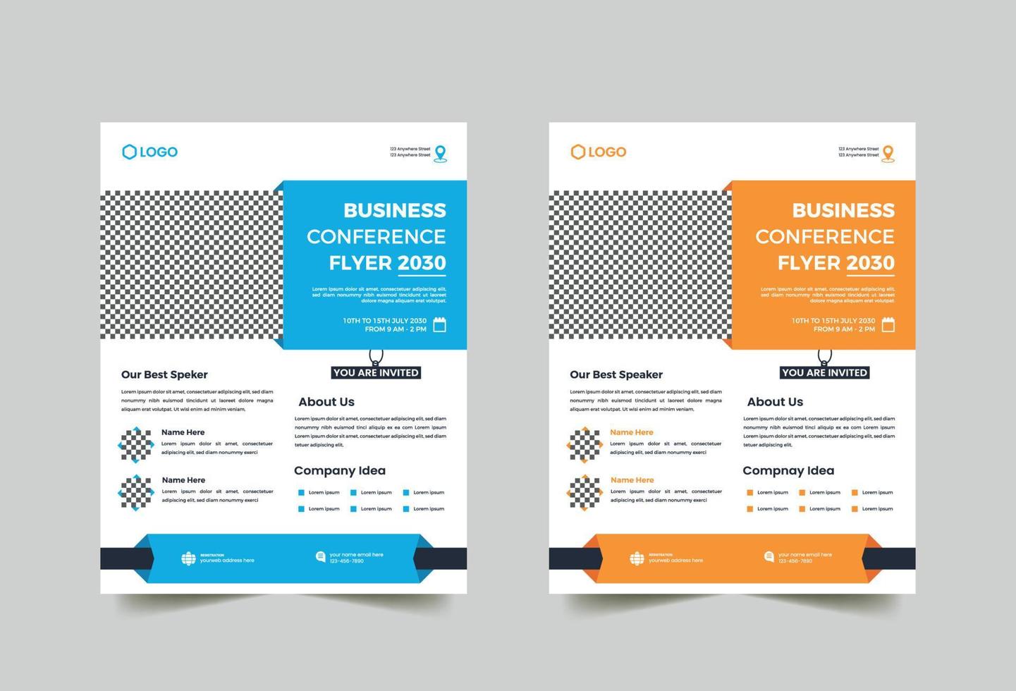 Business conference flyer design template vector