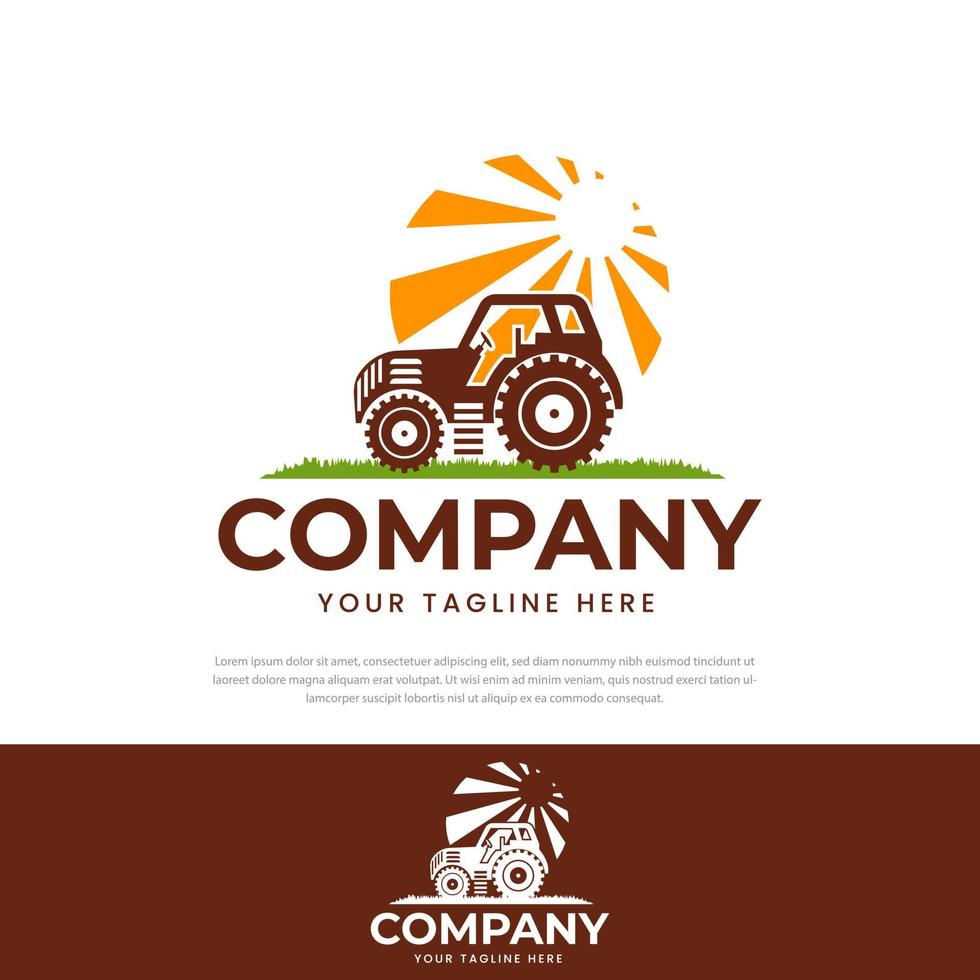 Good weather Farm Tractor Logo, emblem design, Vector Templates